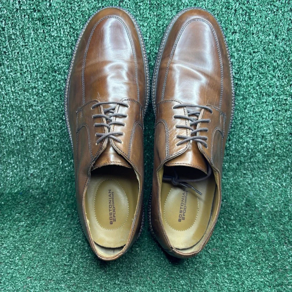 Bostonian Leather 2POD‎ Comfort Apron Toe Derby Dress Shoes Brown Mens Size 13M